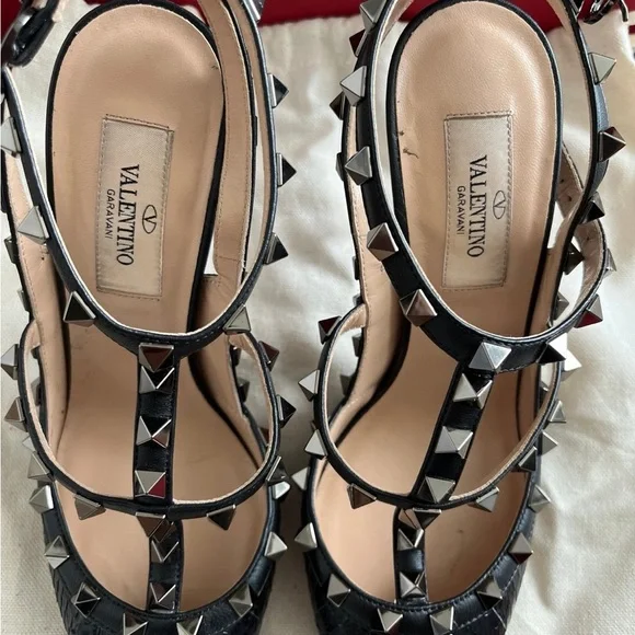 Valentino Women's Snakeskin Black Studded Heels